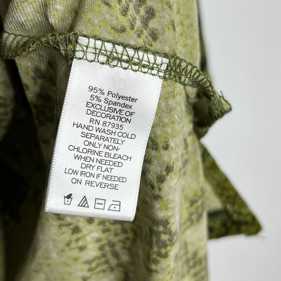 Susan Graver Green Snake Print Sequin Tunic Top Small Glam Animal Cold Shoulder - Picture 5 of 8